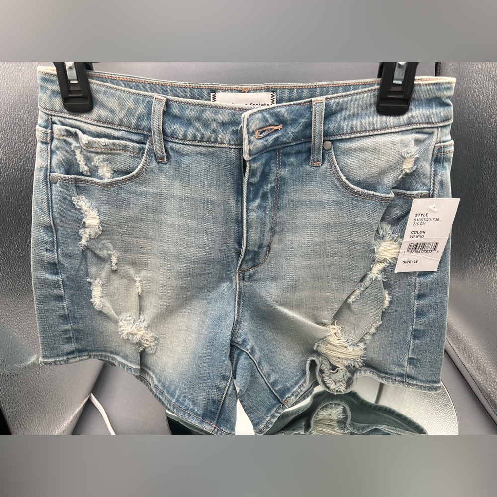 ARTICLES of SOCIETY Distressed Light Blue Denim Shorts Sz 26